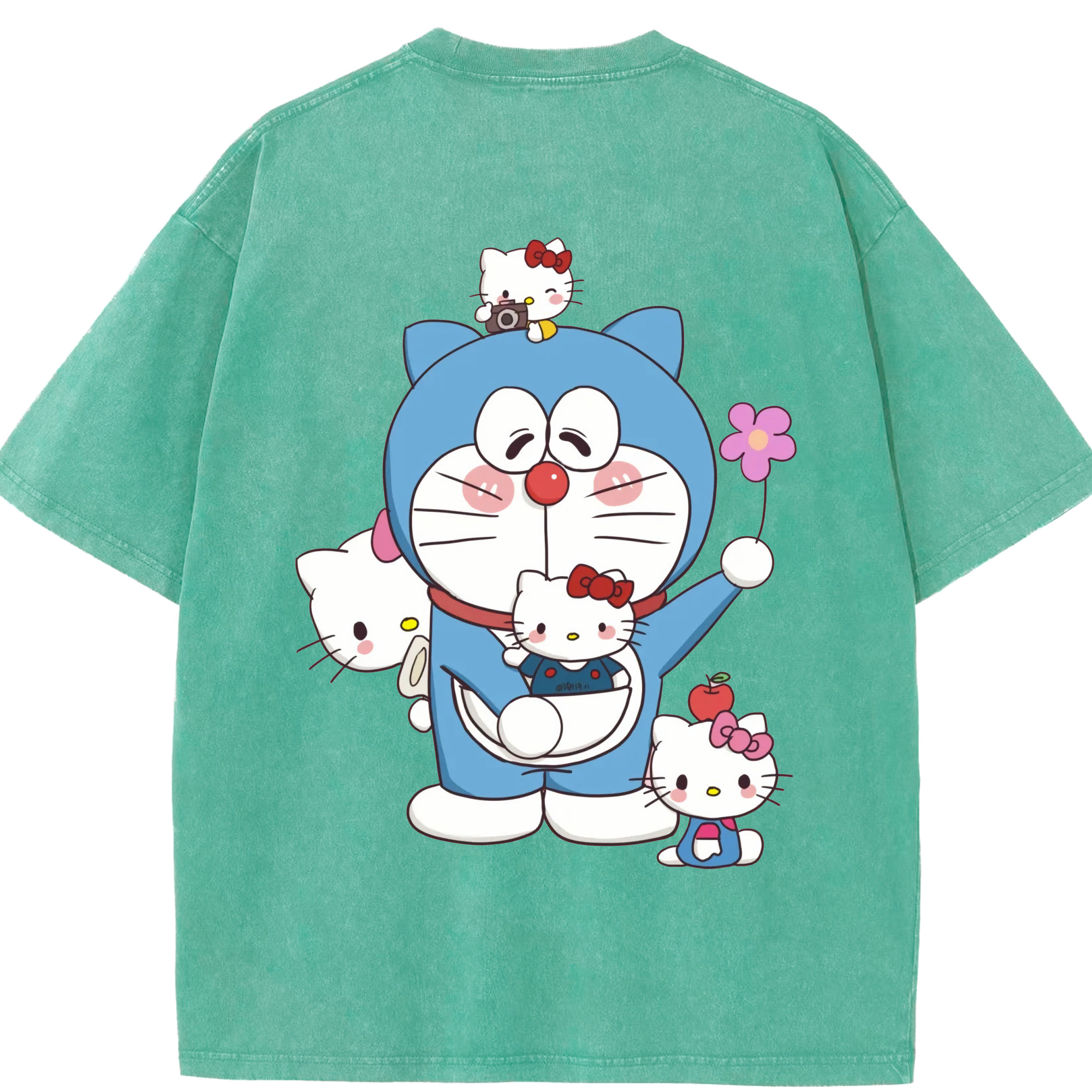 （画像用） ドラえもん Doraemon 綿100% ヴィンテージ風 半袖Tシャツ（背面プリント）
